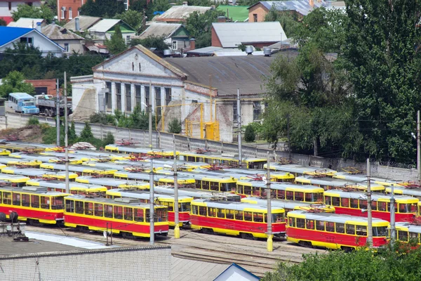 Парковка трамваев — стоковое фото