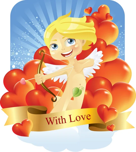 Cupidon avec amour — Image vectorielle