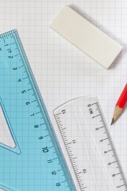 Pencil,Ruler,Set Square,Rubber clipart