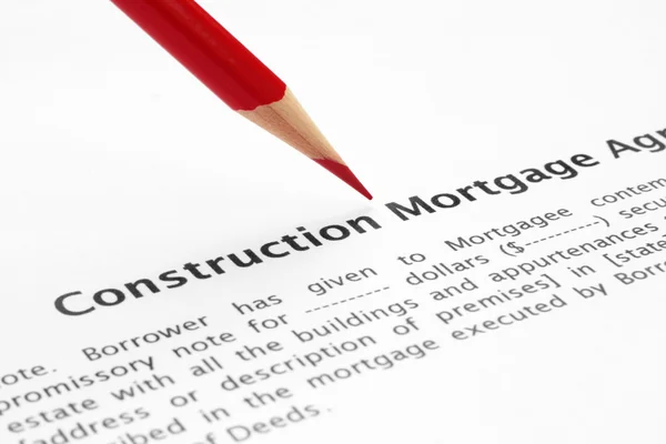 Construction mortgage agreement — Stock Photo, Image
