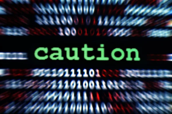 Caution word on computer screen — Stock Photo, Image