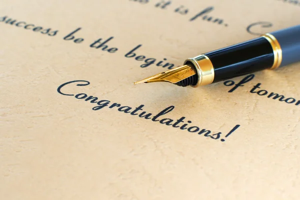 Congratulation word with pen — Stock Photo, Image