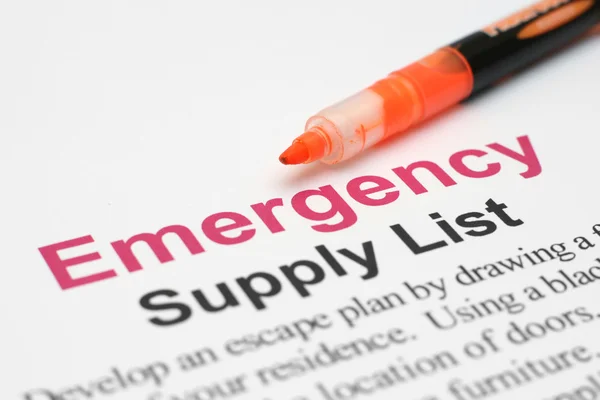 Emergency supply list — Stock Photo, Image
