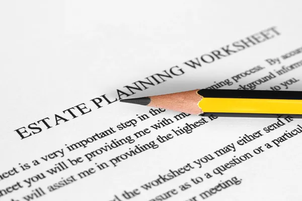 Estate planning worksheet — Stock Photo, Image