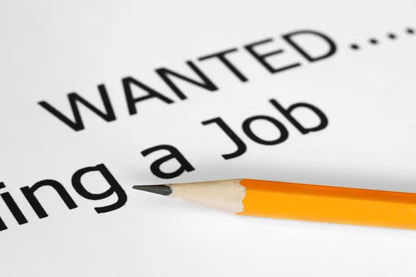 Job wanted word and  pencil — Stock Photo, Image