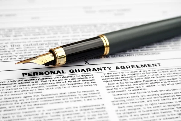 Personal guaranty agreement — Stock Photo, Image
