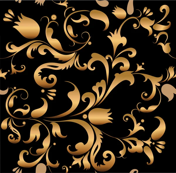Λουλουδάτο μοτίβο χρυσή — Διανυσματικό Αρχείο