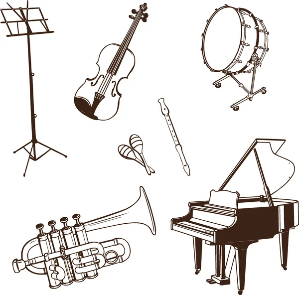 Set von Musikinstrumenten — Stockvektor