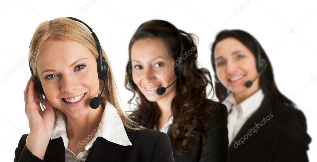 Cheerfull call center operators