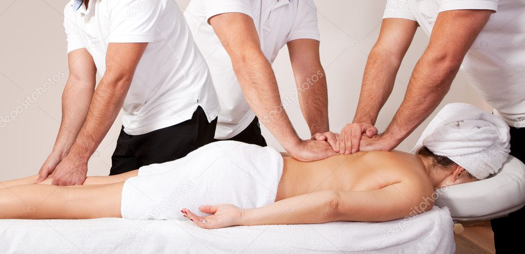 Young beautiful woman getting massage