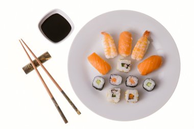 Variety of sushi rolls clipart