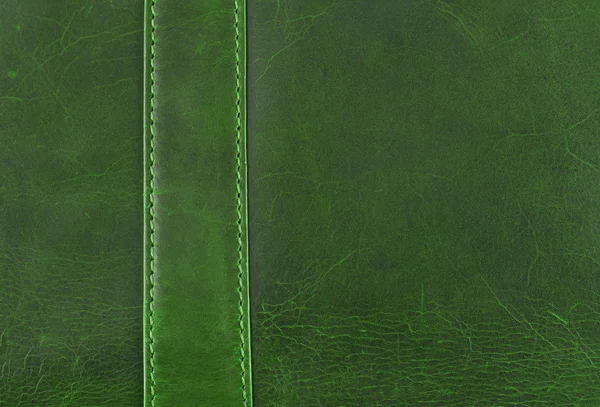 Grüne Ledertextur mit Naht — Stockfoto