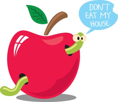 Caterpillar inside rotten apple clipart