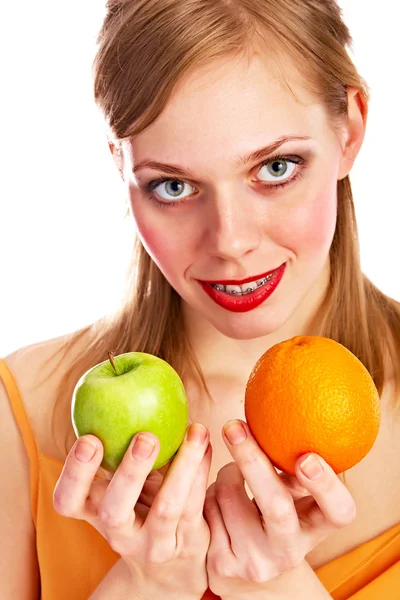 吃水果的妇女 — 图库照片