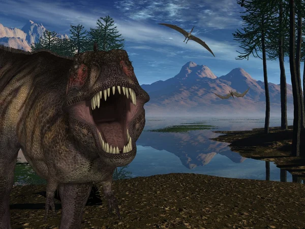A Tyrannosaurus rex - 3d dinoszaurusz — Stock Fotó