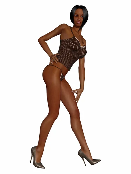 Sexig afrikansk kvinna med sexiga underkläder — Stockfoto