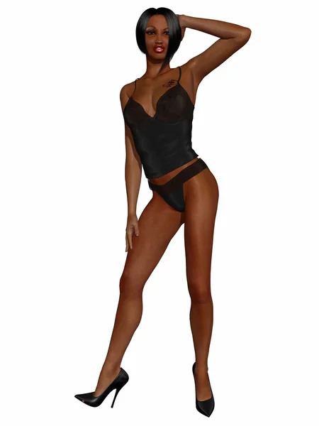 Sexig afrikansk kvinna med sexiga underkläder — Stockfoto