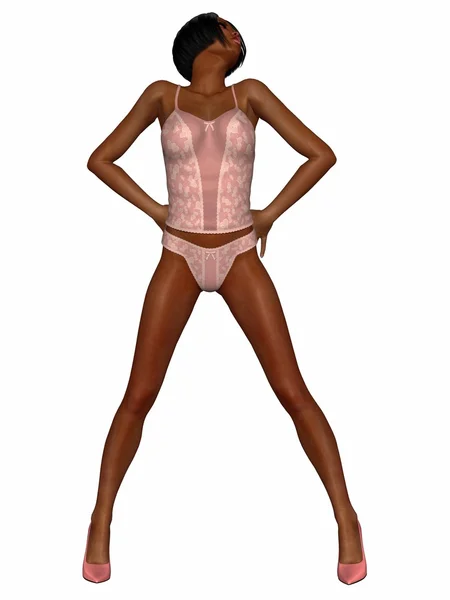 Sexy african woman with sexy lingerie — Stock Photo, Image