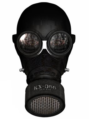 Girl in gasmask clipart