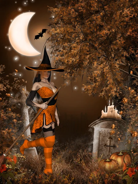 Halloween häxa — Stockfoto