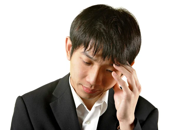 Adam baş ağrısı ile — Stok fotoğraf