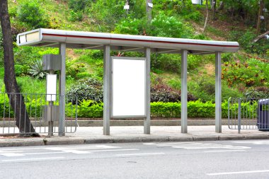 Blank billboard on bus stop clipart