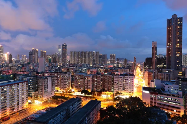 夜の香港のダウンタウン — ストック写真