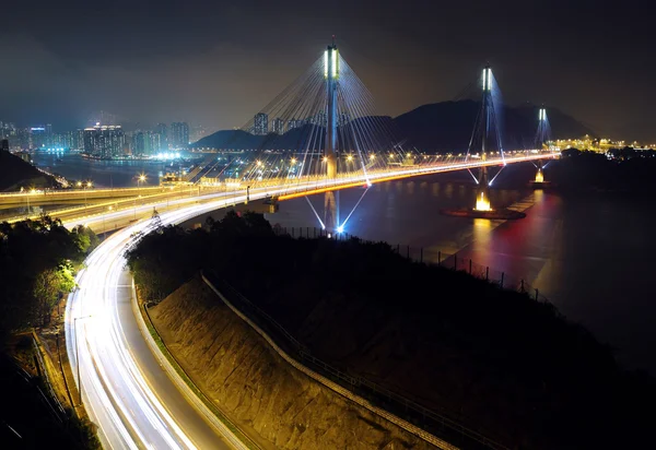 Εθνική οδό και ting kau γέφυρα το βράδυ — Φωτογραφία Αρχείου