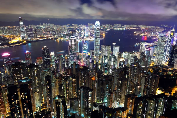 Hong Kong miasto w nocy — Zdjęcie stockowe