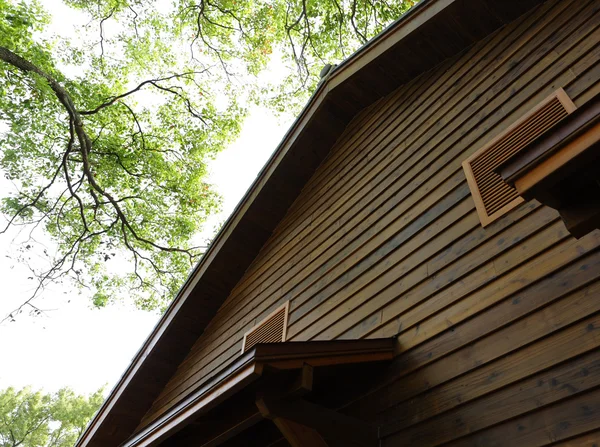 stock image Wooden hut in forest