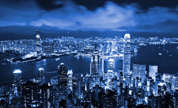 stock image Skyscraper at night in Hong Kong