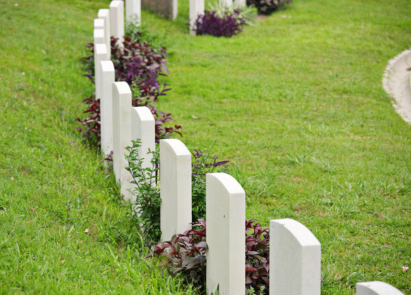 Rows of headstone at military memorial