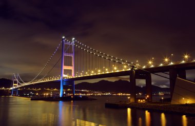 Tsing Ma Bridge night view clipart