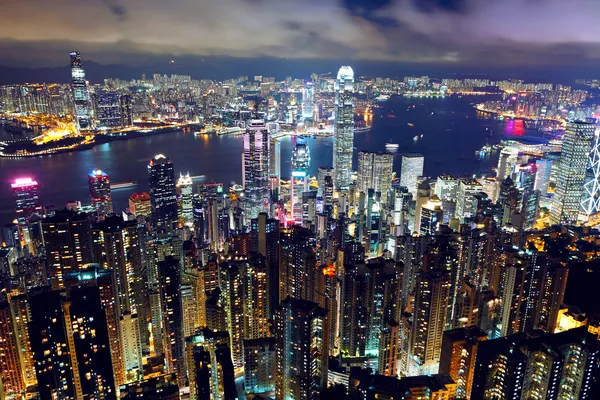 Pemandangan malam Hong Kong dari puncak — Stok Foto