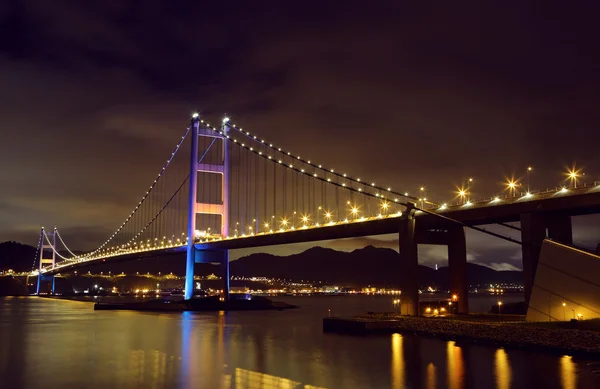 Tsing ma brug nacht weergave — Stockfoto