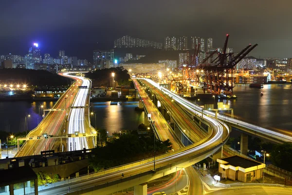 Terminal de fret et les autoroutes en Hong Kong — Photo