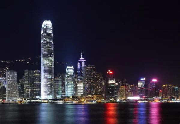 Hongkong Skyline om natten – stockfoto