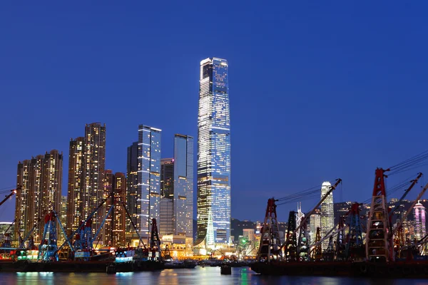 Porto de Hong Kong com navio de trabalho — Fotografia de Stock
