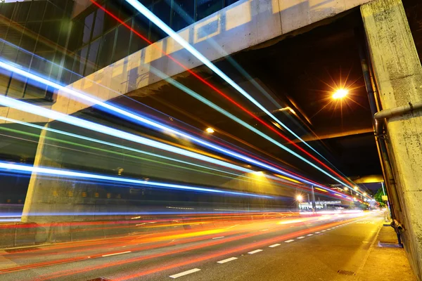 Light trails in city at night — Stock Photo, Image