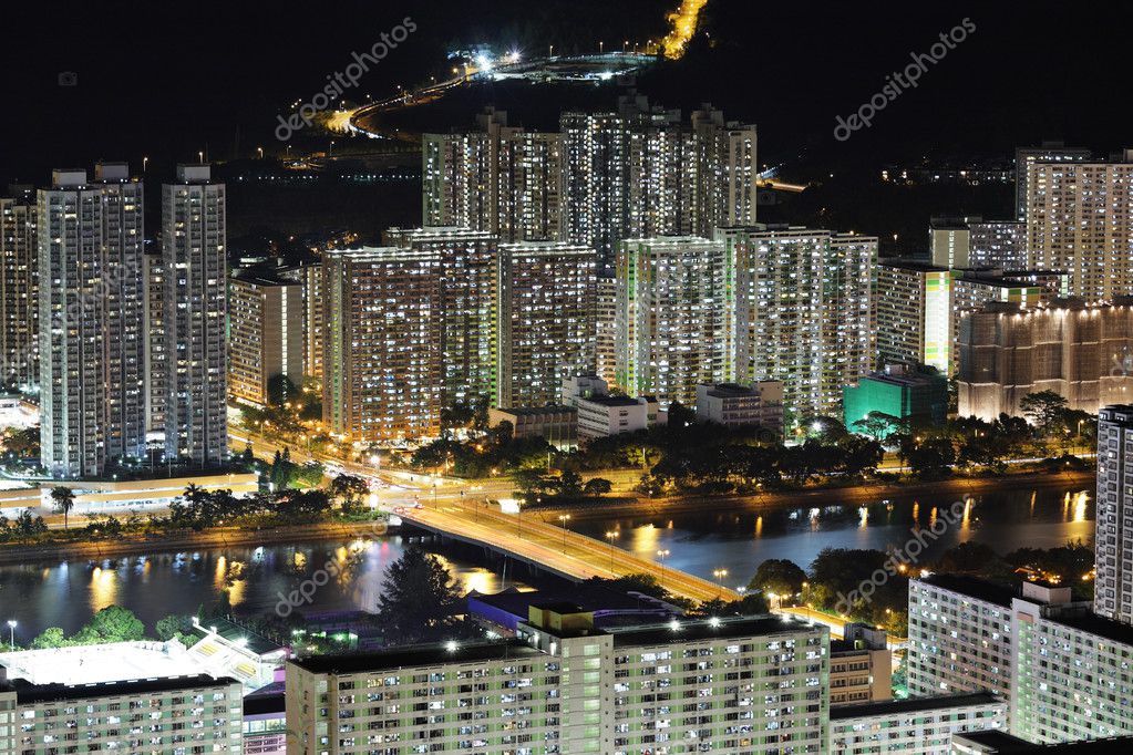 Apartment building at night Stock Photo by ©leungchopan 6521970