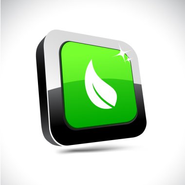 Ekoloji 3d kare düğme.