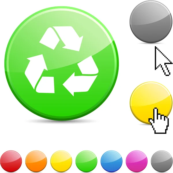 Recycler bouton brillant . — Image vectorielle