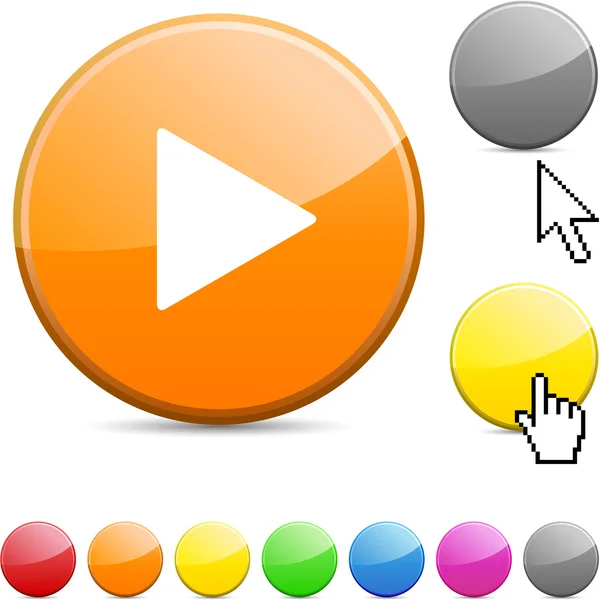 Play glossy button. — Stock Vector