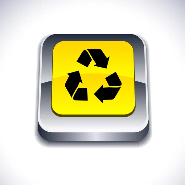 Reciclar botón 3d . — Vector de stock