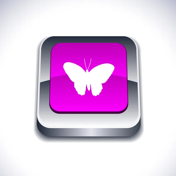 Butterfly 3d button. — Stock Vector