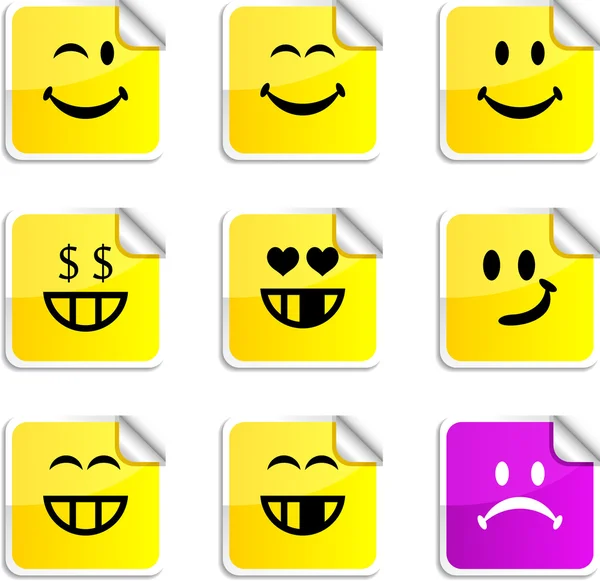 Smiley adesivos . — Vetor de Stock