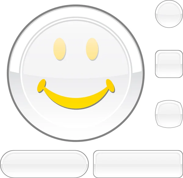 Smiley botão branco . — Vetor de Stock