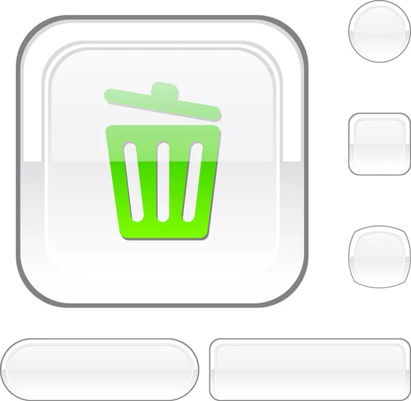 Recycle bin. white button. — Stock Vector