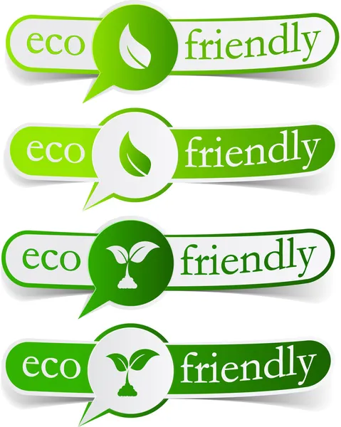 Eco etiquetas verdes amigables . — Vector de stock