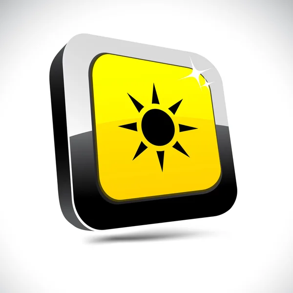 Sun 3d square button. — Stock Vector